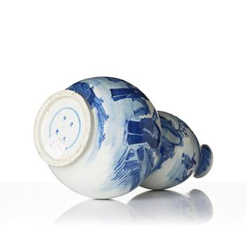 A large blue and white gourd-shaped vase, 20th century.