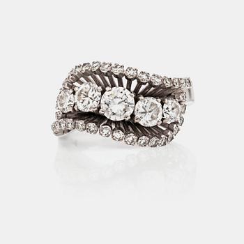 1240. RING med briljantslipade diamanter totalt ca 1.25 ct.