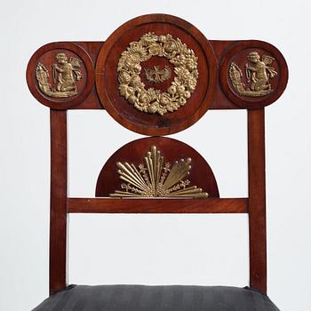 Four Swedish Empire chairs, 1820-30's.