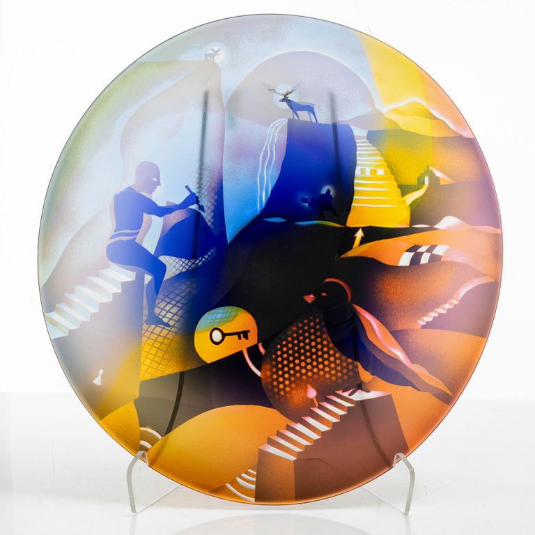 Bertil Vallien, dish, glass, Kosta Boda.