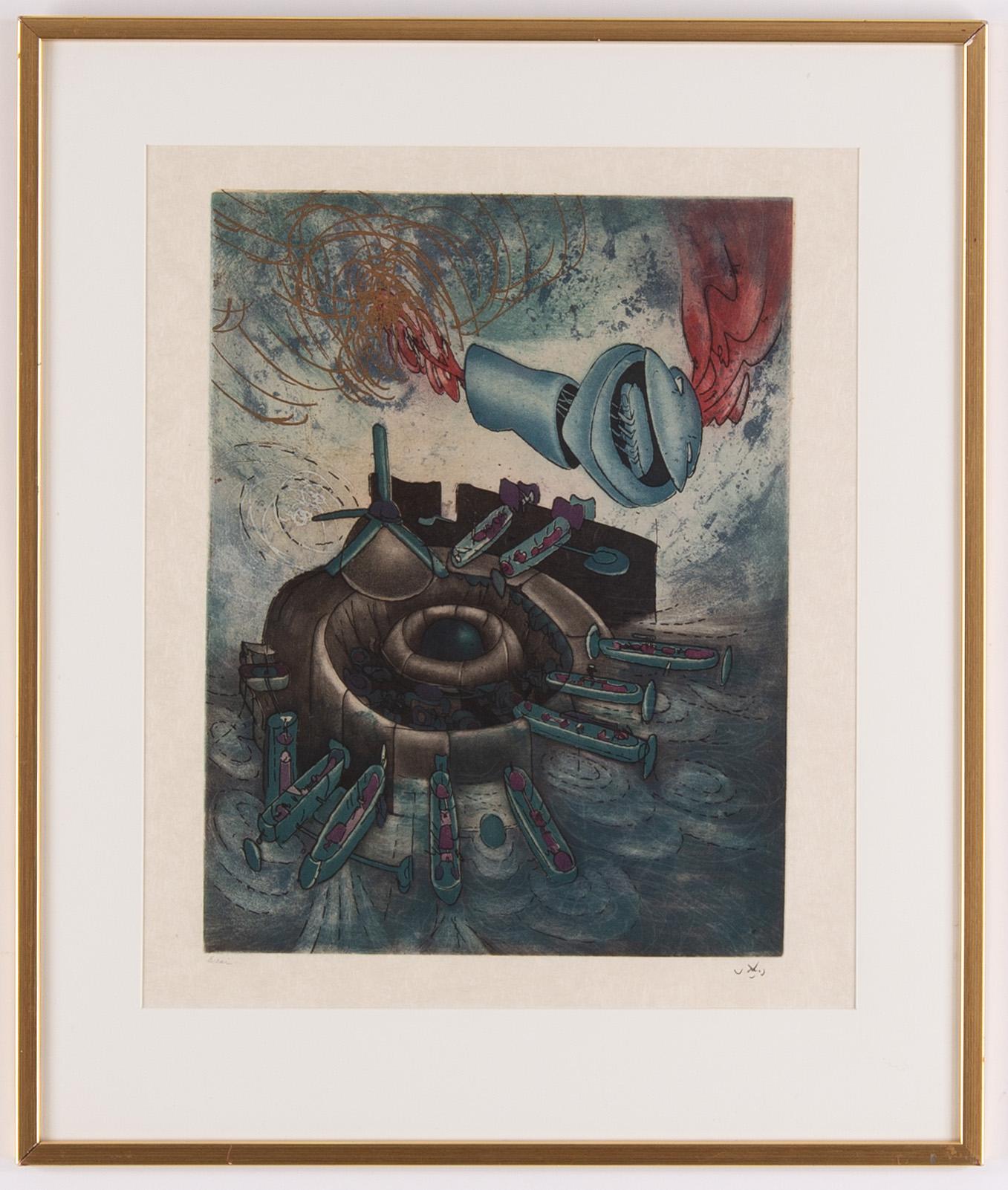 Roberto Matta, färgakvatint, signerad.