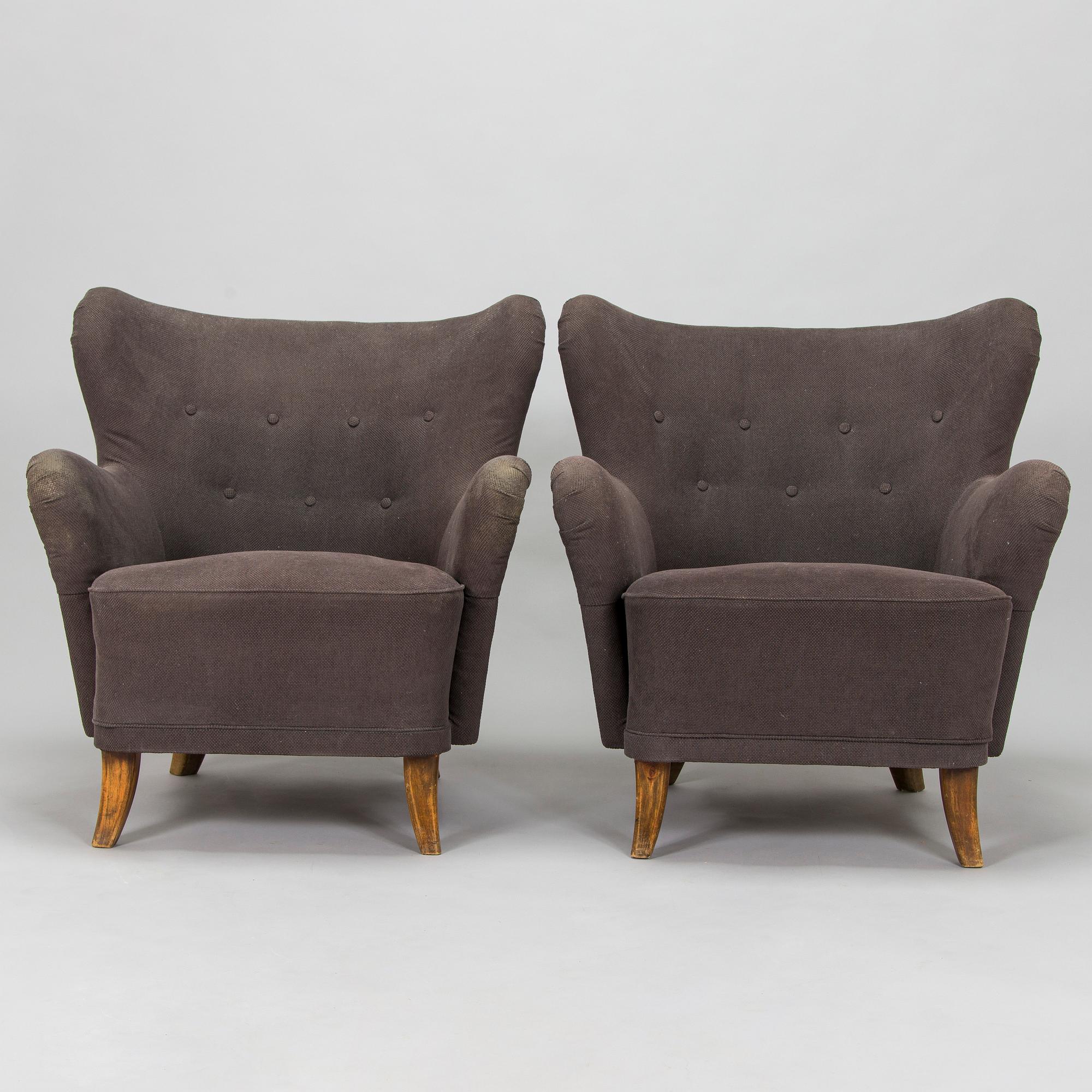 Ilmari Lappalainen, a pair of 1950's 'Laila' armchairs for Asko, Finland.