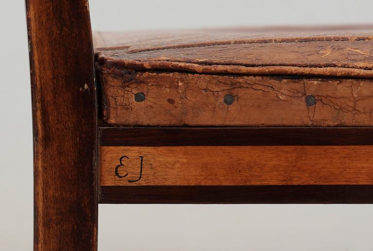 A pair of cabinetmaker Edvin Johansson palisander and stained birch armchairs, Stockholm 1932.