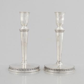 Eric Råström, a pair of silver candlesticks, Råströms Silver- O Nysilverfabrik , Stockholm 1957.