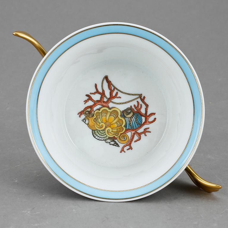 KOPPAR med FAT, porslin, 6 st, "Les Tresor de la Mer", Versace för Rosenthal.