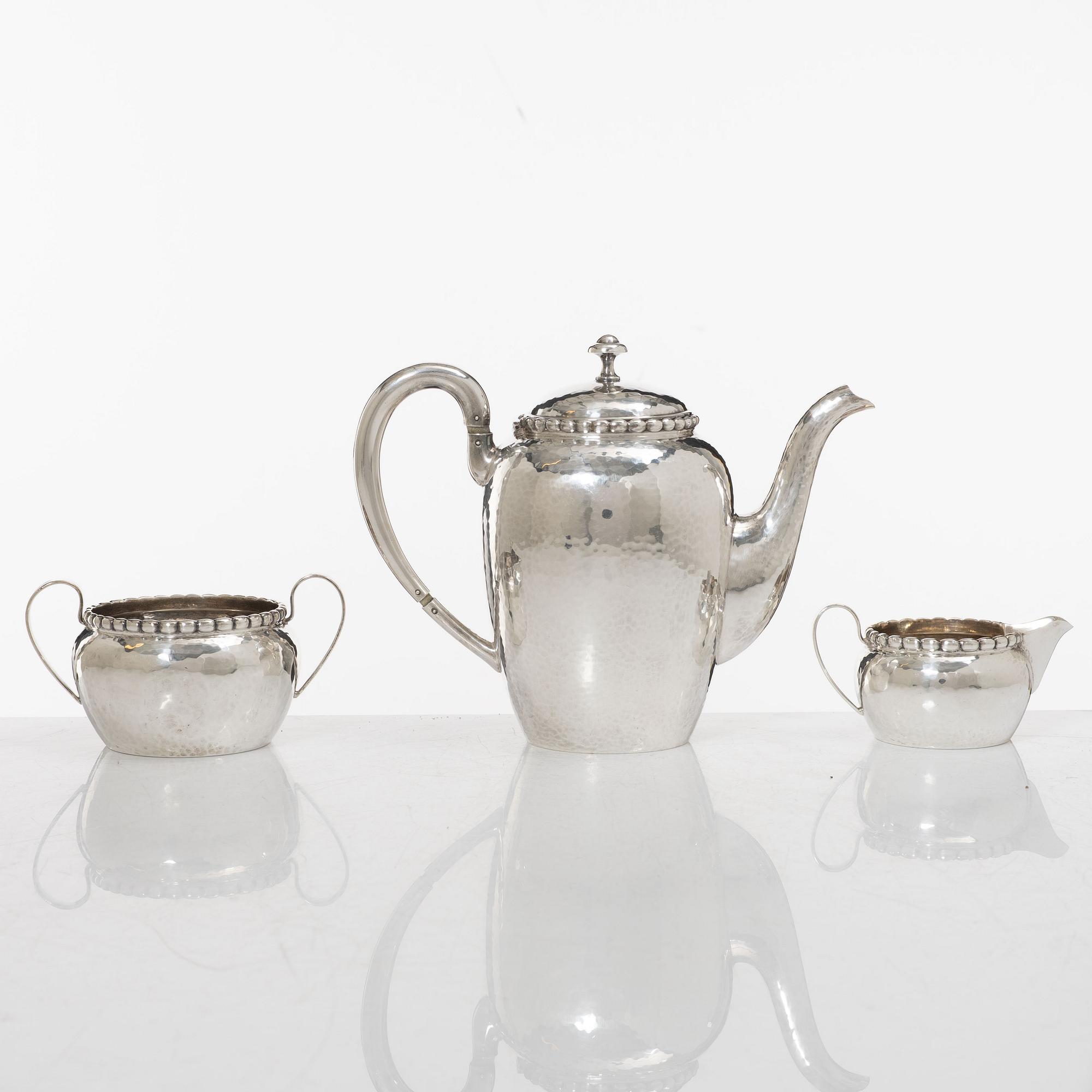 A 3-piece Swedish silver coffee service, marks of K. Anderson, Stockholm 1923-24.