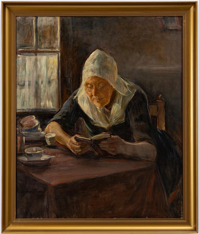 Hildegard Thorell, "Läsande gumma".