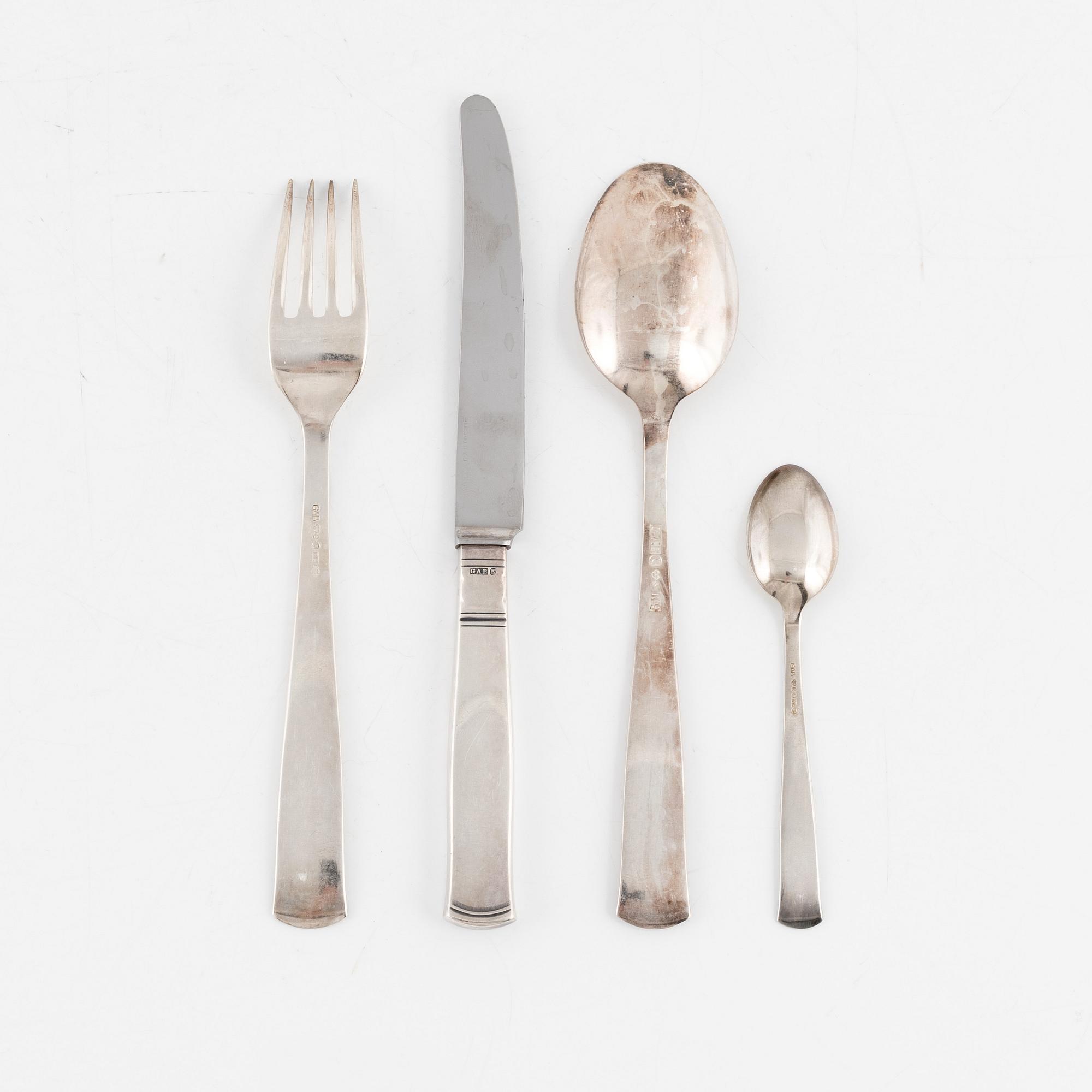 Jacob Ängman, a 24-piece silver cutlery set, model 'Rosenholm', GAB, Stockholm 1947-67.