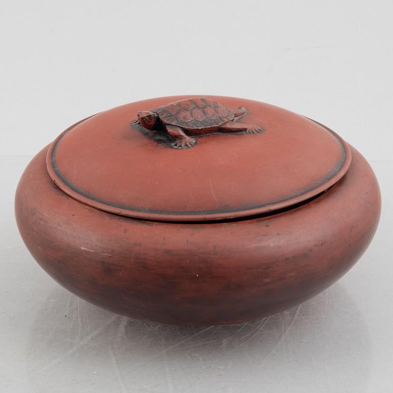 A red lacquer bowl with cover, Japan, presumably Meiji (168-1912).