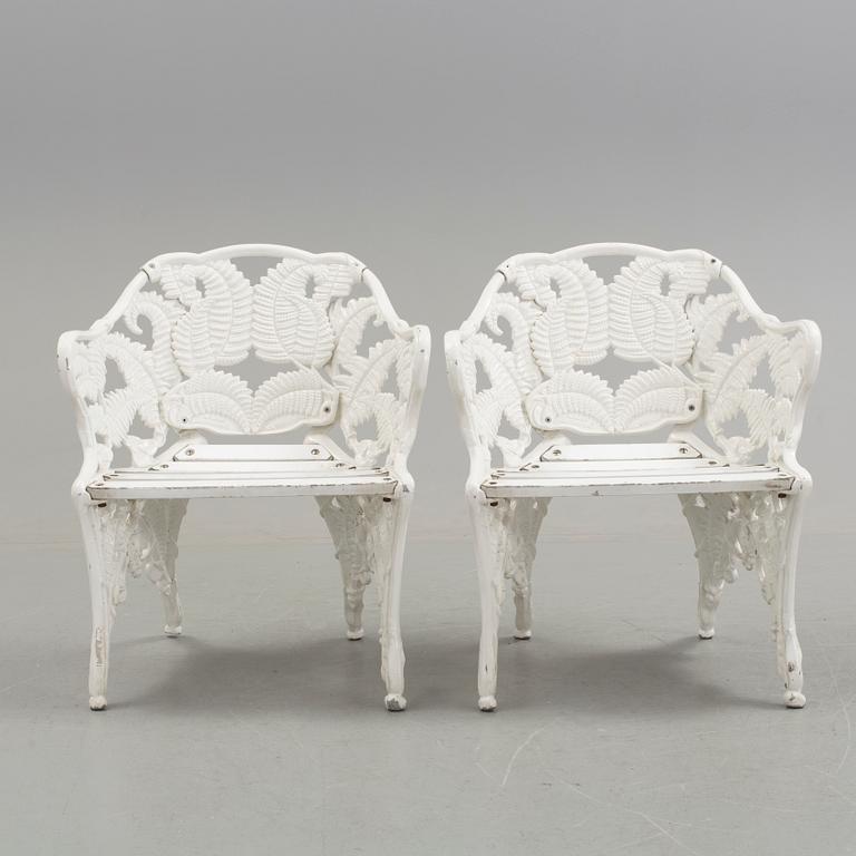 A pair of garden chairs by Melins, Anderstorp.