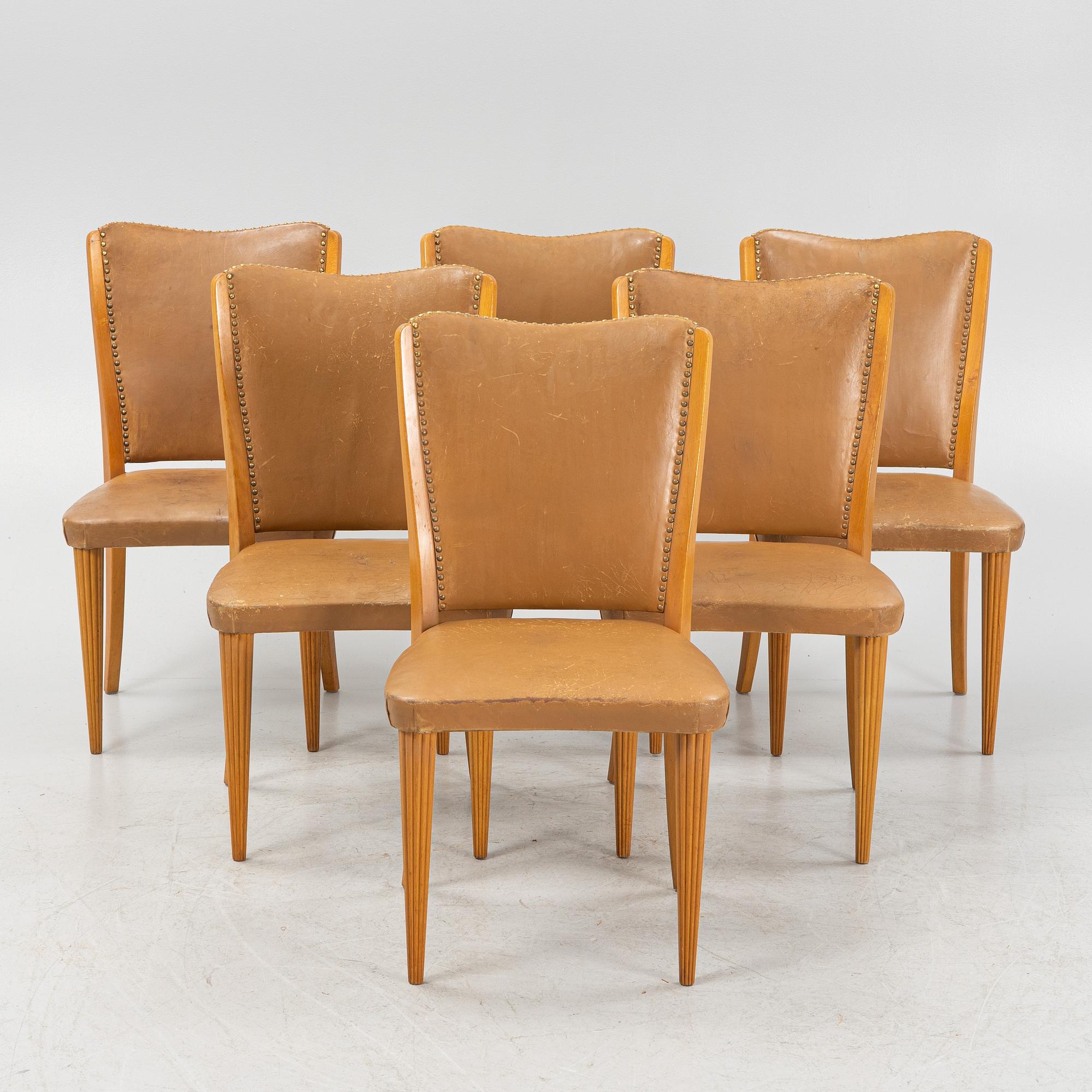Six SCandinavian Modern chairs, 1940's.