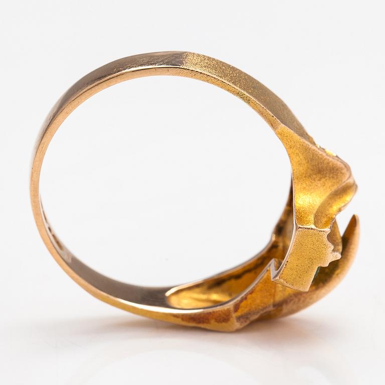 Björn Weckström, Ring "Corrida", 14K guld, zoisit. Lapponia 1980.