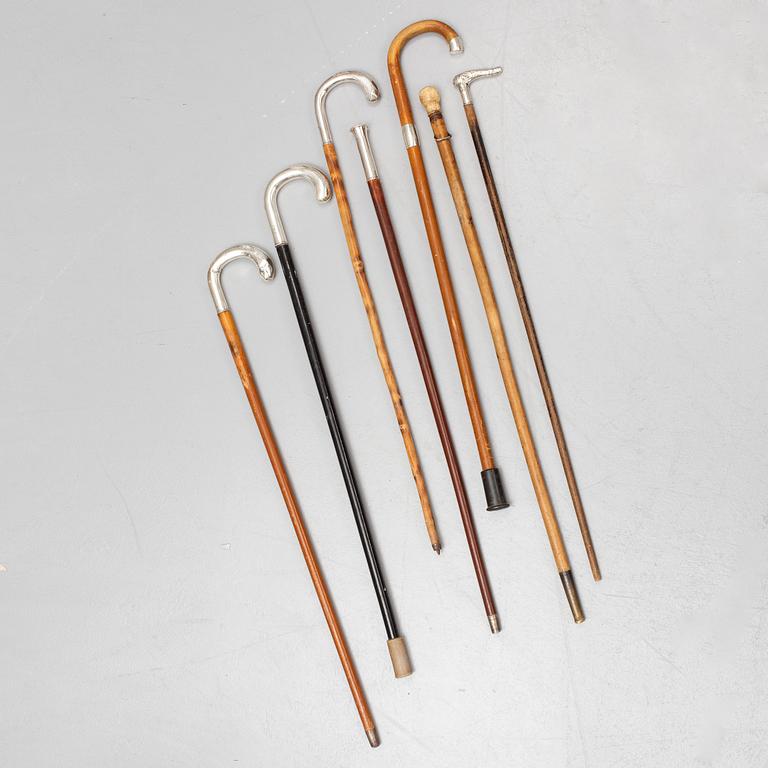 WALKING STICKS, 7, 19/20th Century.