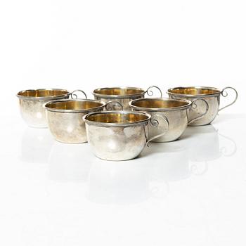 Punch cups, 6 pcs, silver, CG Hallberg, Stockholm 1917.