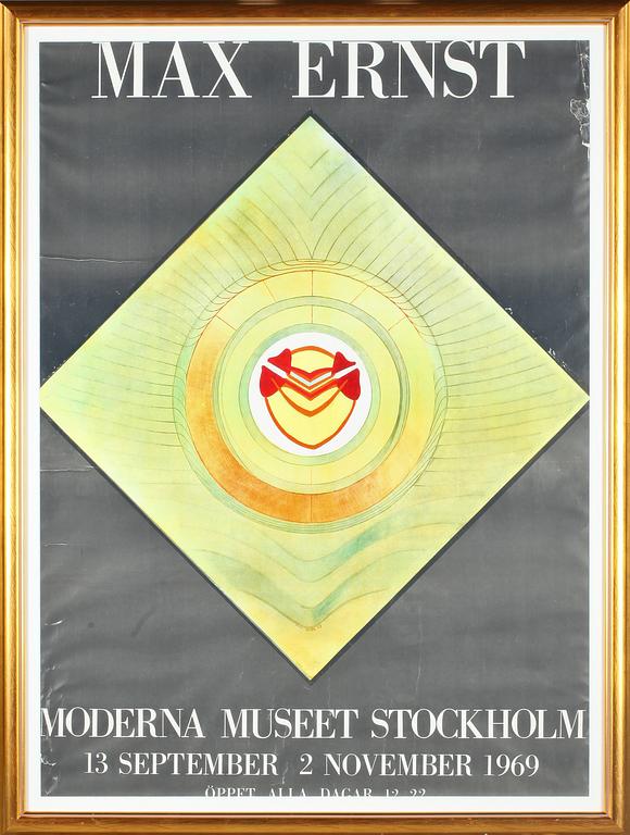 UTSTÄLLNINGSAFFISCH, Max Ernst, Moderna Museet, daterad 13 september - 2 november 1969.