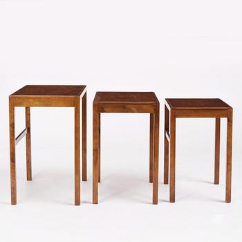 Axel Einar Hjorth, three nesting tables, Nordiska Kompaniet, Sweden, designed in 1937.