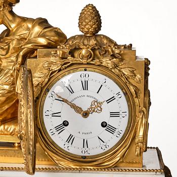 A monumental Louis XVI-style marble and ormolu mantel clock 'à la Geoffrin', first part of the 19th century.