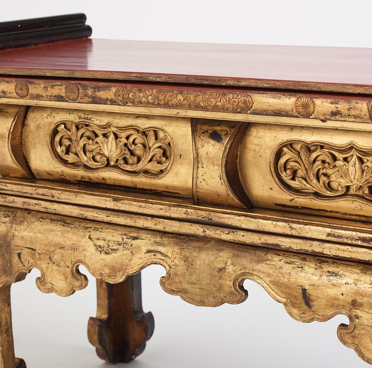 A Japanese lacquered and qilded Buddhist altar table or Butsudan.  Edo period (1603-1868).