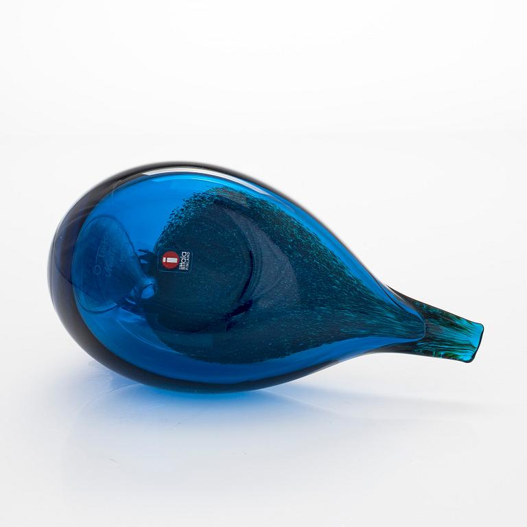Oiva Toikka, glasfågel, "Blue Jay", signerad O. Toikka Nuutajärvi 1999.