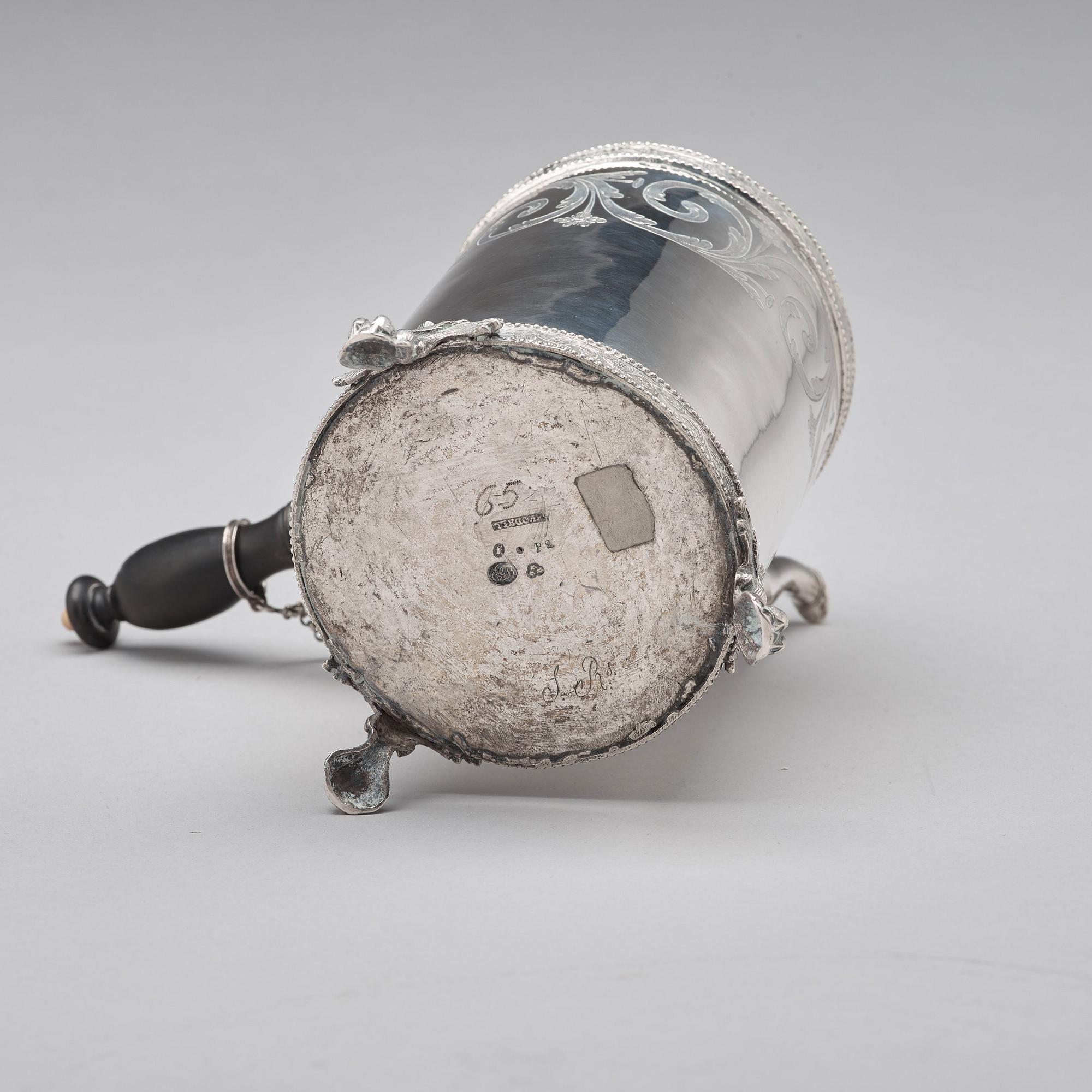 A Swedish late 18th century silver coffee-pot, mark of J. Henrik Frodell, Stockholm 1797.