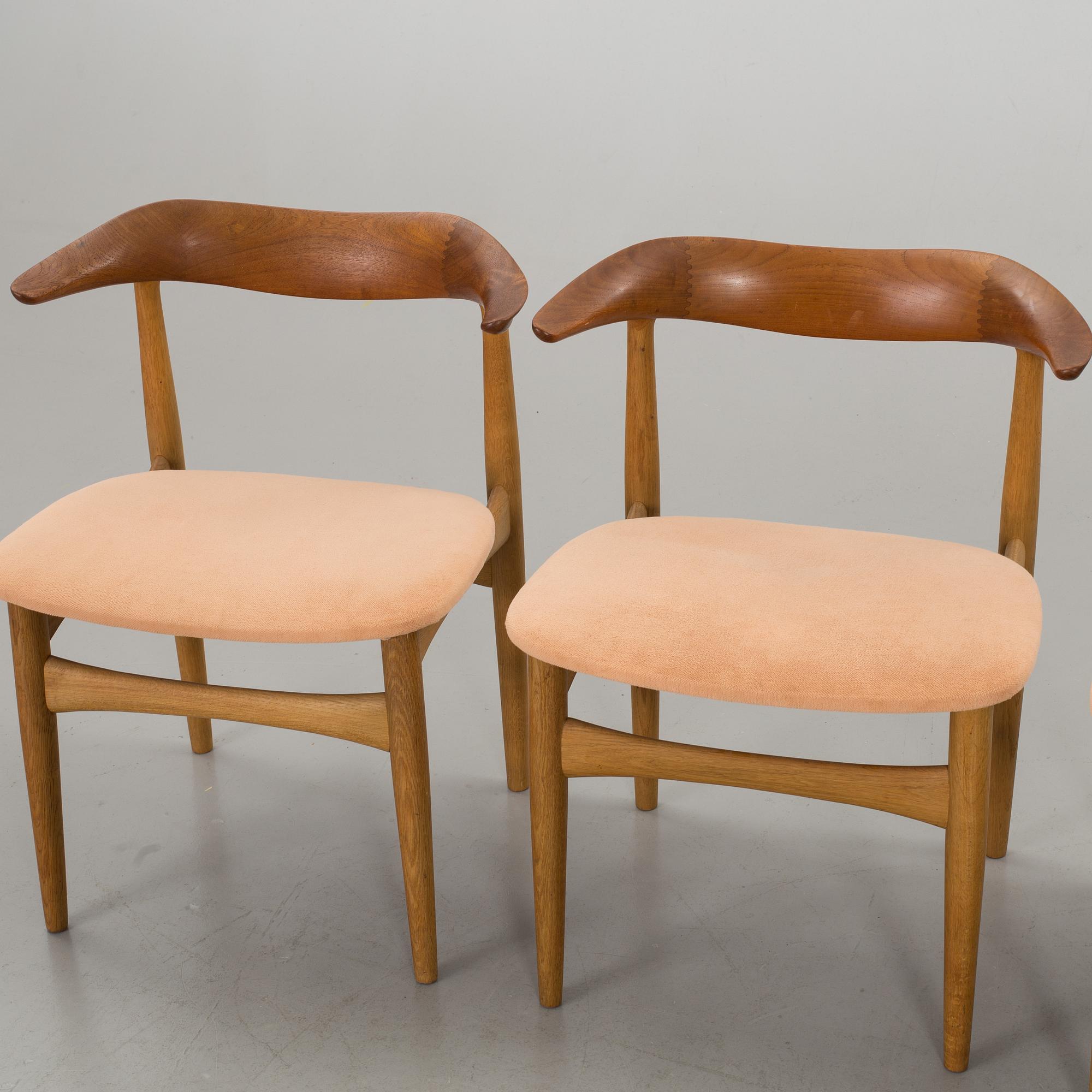 4 "COWHORN"  CHAIRS , SM521, KNUD FAERCH, DENMARK.