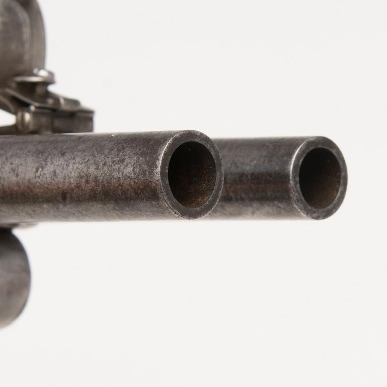 A pair of english boxlock flintock pistols marked E. Bond London, circa 1800.