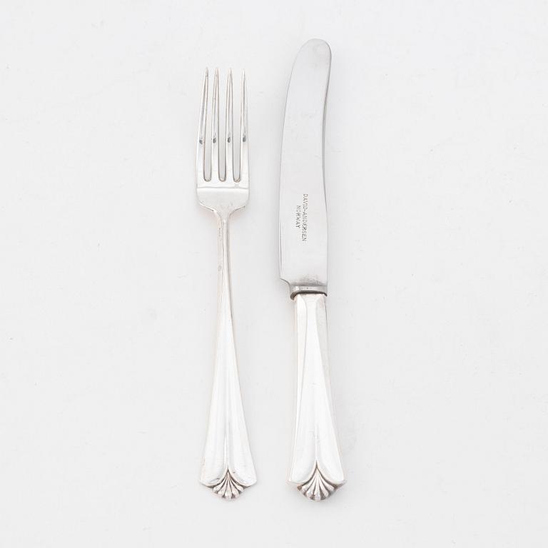 David Andersen, 'Rådhus Vifte' silver cutlery, Norway, (20 pieces).