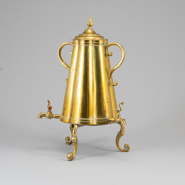 A 19th century brass tea urn.