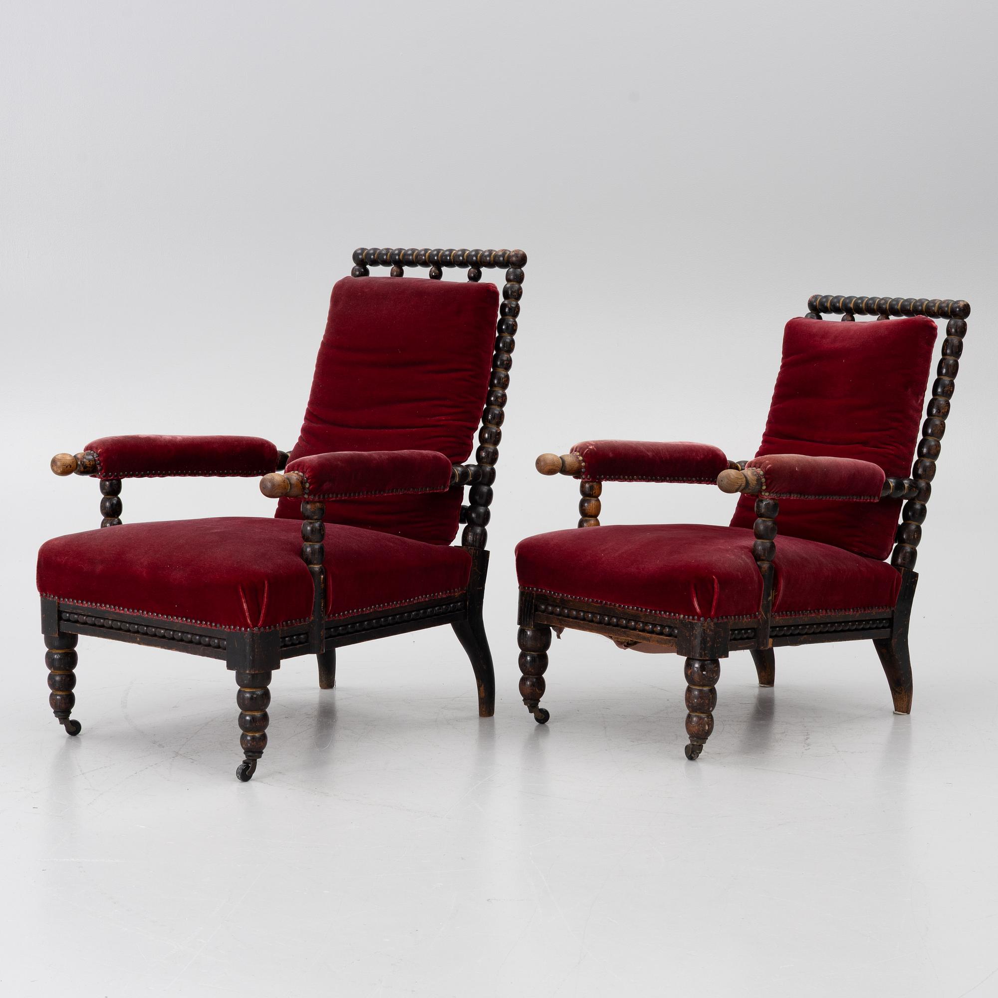 Armchairs, a pair, so-called “Bobbin Chair”, 19th century.