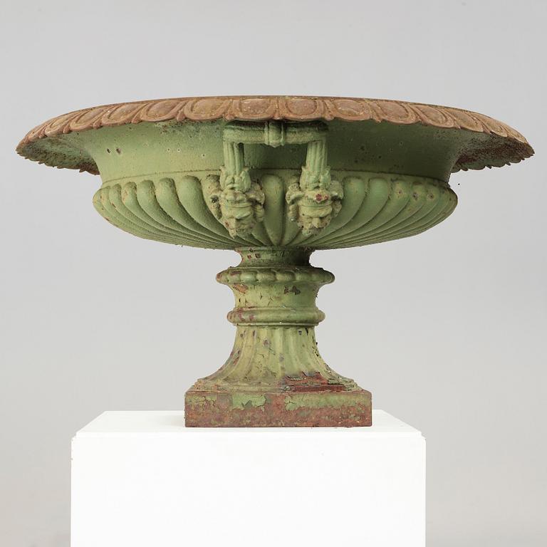 A Swedish 19th century cast iron garden urn by J & C G Bolinder, Stockholm.