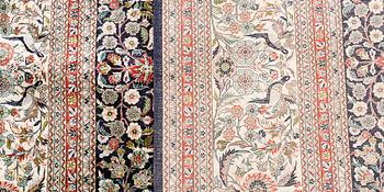 A carpet, Figural oriental  Silk, ca 306 x 240 cm.