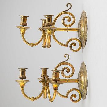 A pair of 20th cetury brass wall sconces.