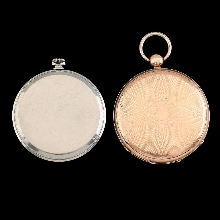 FICKUR, 2 st, en doublé och en metall, en märkt Lonville Watch, 1800-/1900-tal.