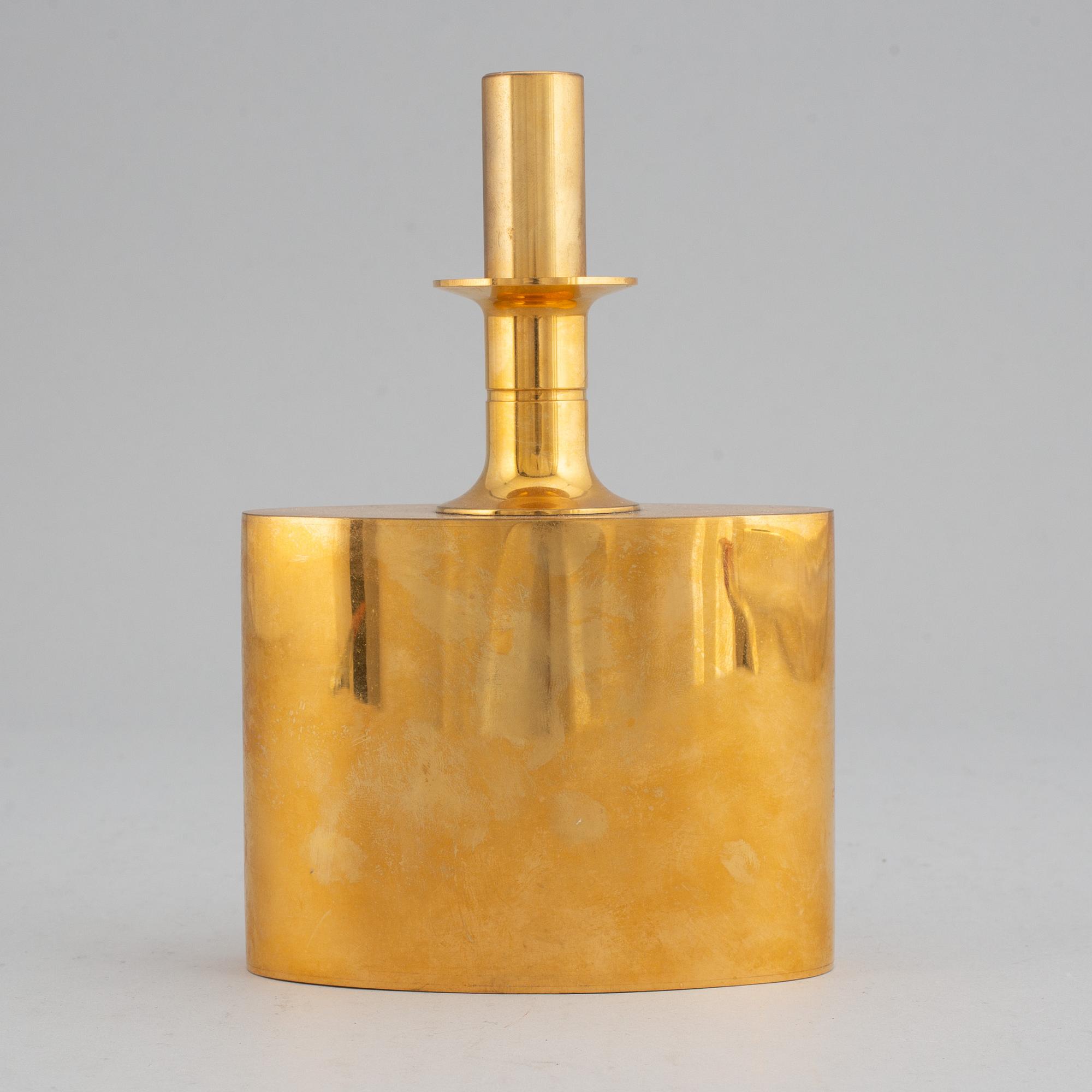 PIERRE FORSSELL, a gilt brass flask and six cups, Skultuna.