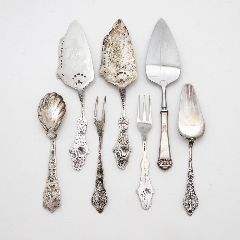 Uppläggningsbestick, 7 delar, silver, 1900-talets mitt.