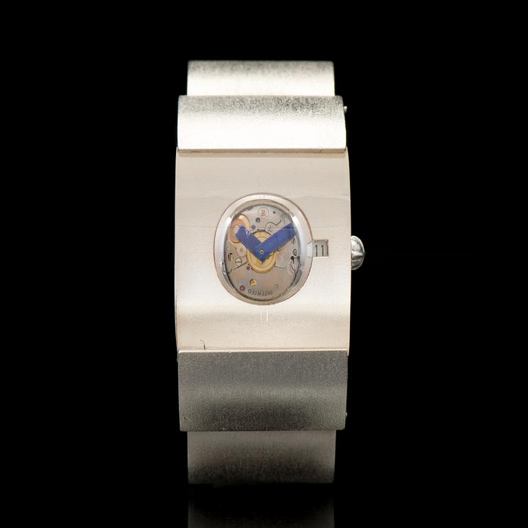 A BJÖRN WECKSTRÖM WRISTWATCH, "Time machine", silver, acrylic. Lapponia 1977.