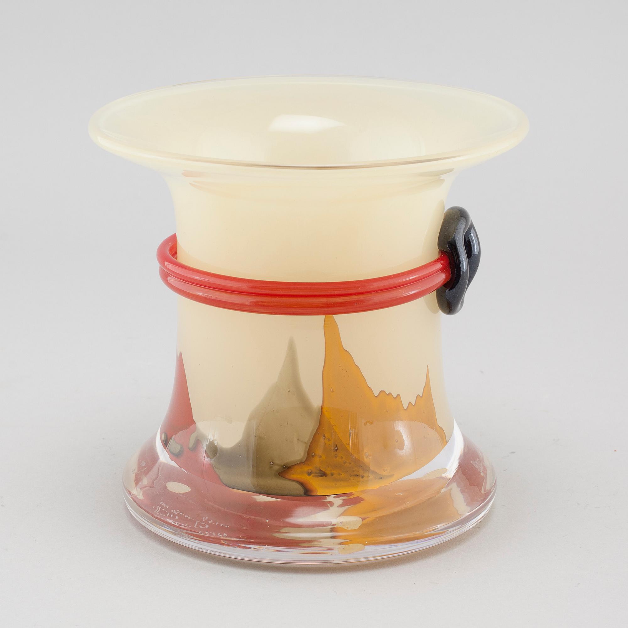 A signed glass vase by Monica Backström for Kosta Boda.