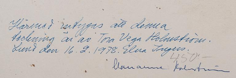 Tora Vega Holmström, drawing not signed.