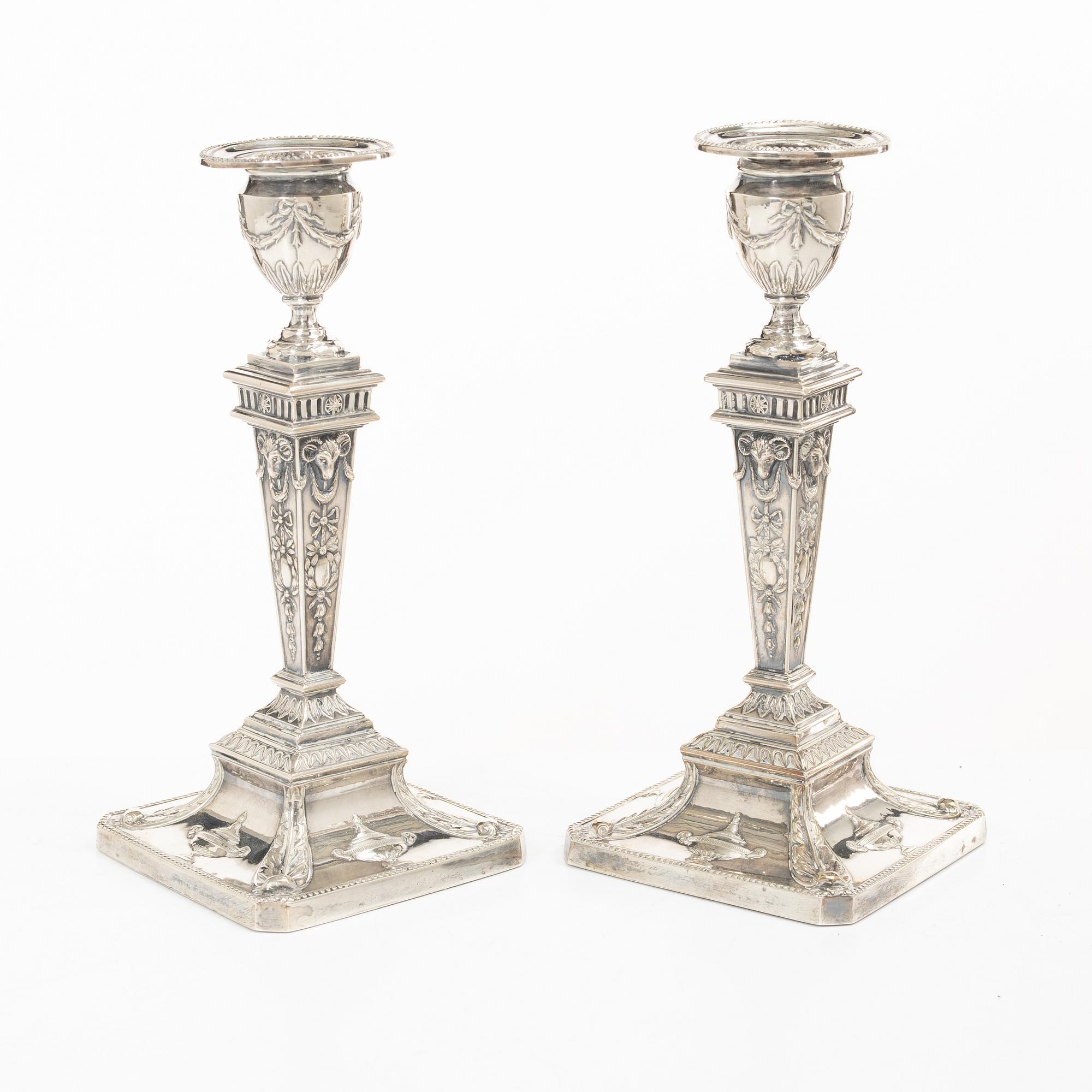 James Dixon & Sons, a pair of silver candlesticks, Sheffield, England, 1962.