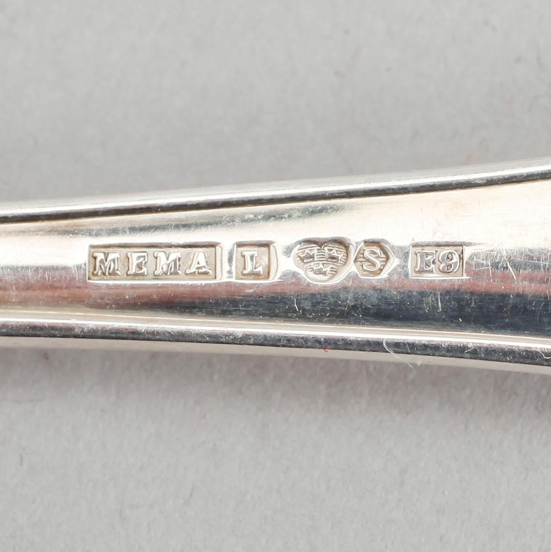 BORDSSKEDAR, 6 st, silver, modell Symfoni, Mema, 1954. Total vikt ca 211 gram.