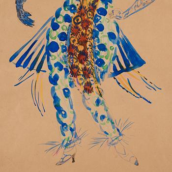 Sigrid Hjertén, Costume sketch, woman in blue.