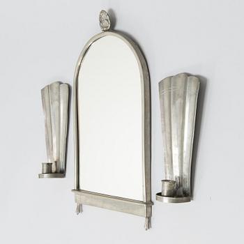 Paavo Tynell, a 1930's mirror and a pair of wall sconces '7019' for Taito Finland.