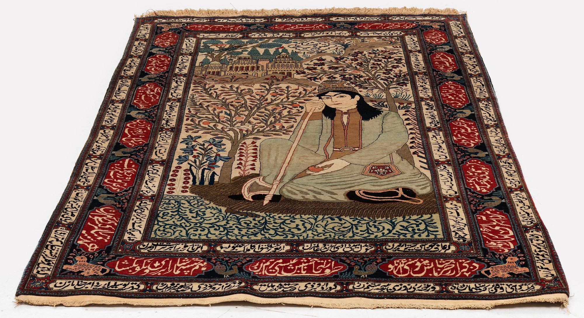 A pictoral Kashan 'Mohtasham' Central Persia, c. 205 x 130 cm.