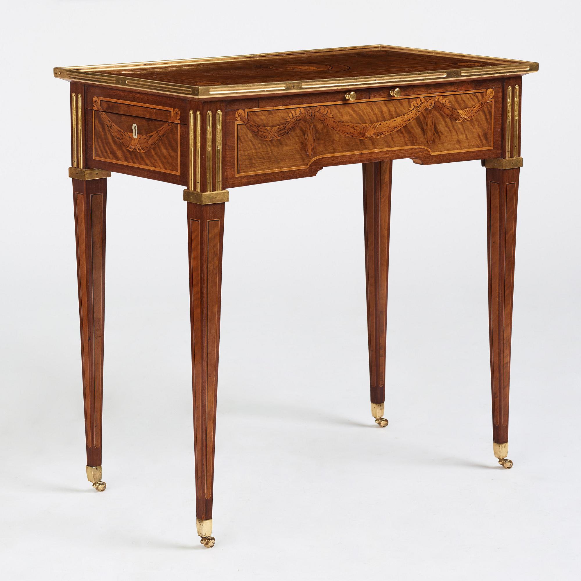 A Gustavian table by G Haupt (master in Stockholm 1770-1784), signed and dated 1781.