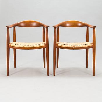 Hans J Wegner, Karmstolar, 6 st, "The Round Chair", Johannes Hansen Möbelsnedkeri, Danmark, 1950-tal.