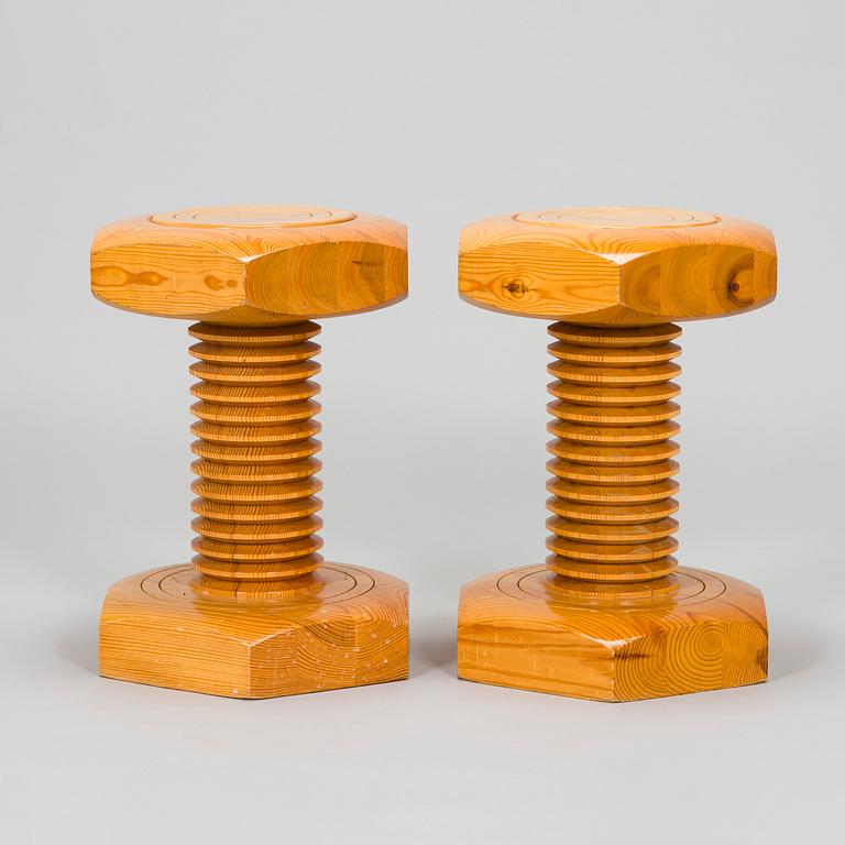 A set of two 1960/70s pine stools.