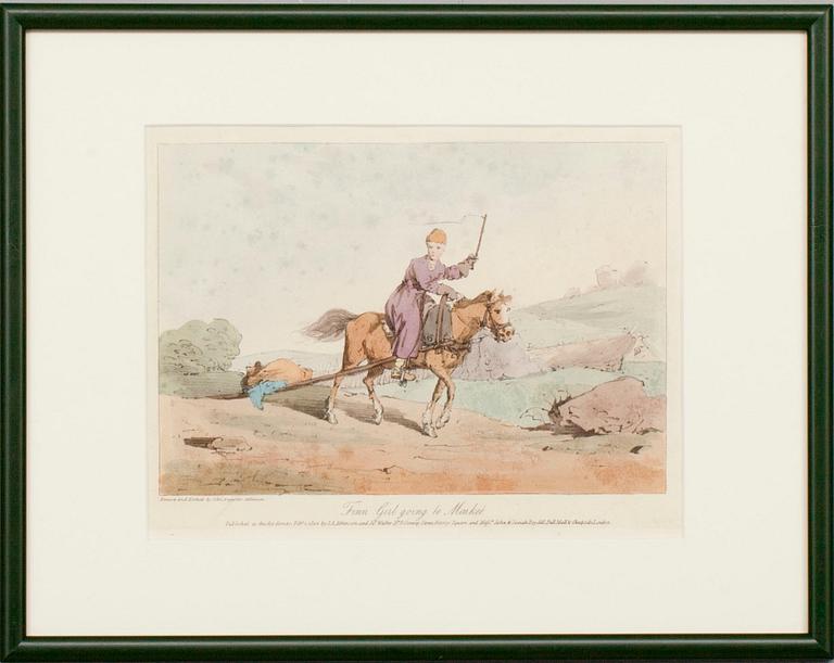 ETSNINGAR, 4 st, kolorerade, efter John Augustus Atkinson  (1775-1833). England 1804.