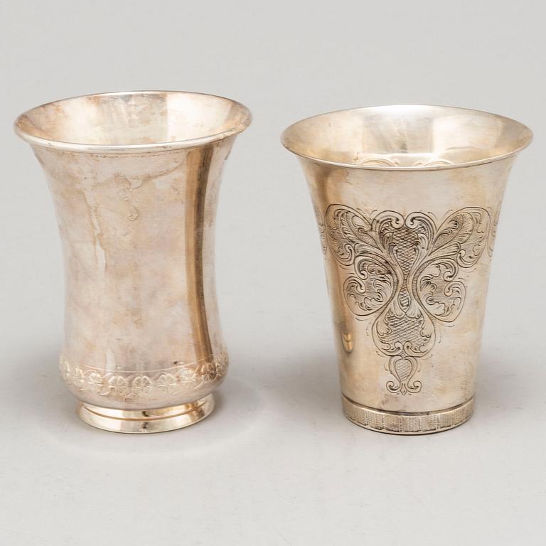 A SILVER VASE AND A BEAKER. Among others GAB, Eskilstuna 1988.