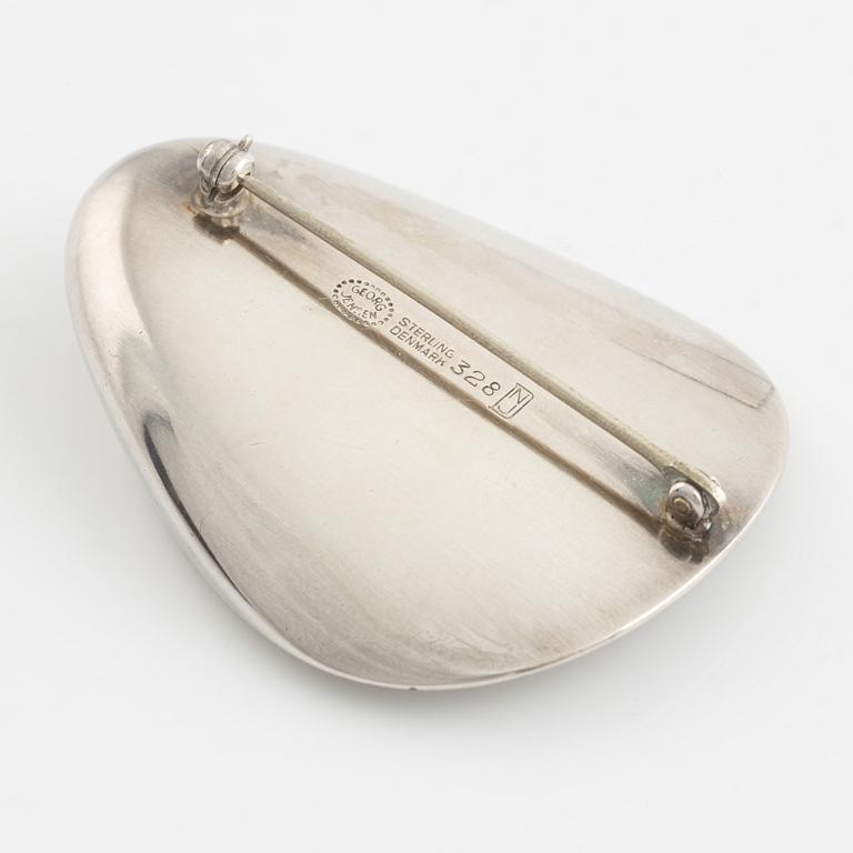 Nanna Ditzel, Georg Jensen, silver, and black pearl resin brooch.