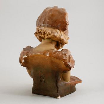 SKULPTUR, terracotta, monogramsignerad, sekelskiftet 1900.